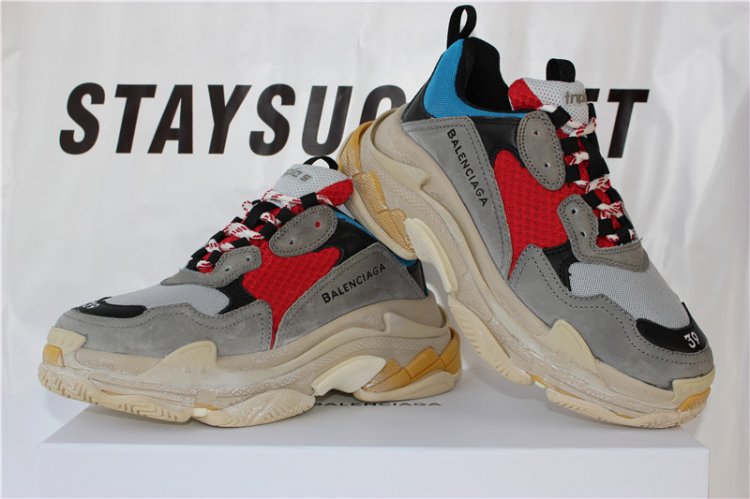 GOD BALENCIAGA TRIPLE S TRAINER YELLOW BLUE RED - Click Image to Close